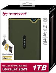 img 1 attached to 💾 Transcend Information Внешний жесткий диск StoreJet M3 USB 3.0, емкостью 1 ТБ - военно-зеленый | TS1TSJ25M3E