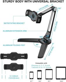 img 3 attached to Превосходная кухонная подставка для планшетов AboveTEK - крепление Highflex 360° для iPad и телефонов от 4,7 до 13,5 дюйма - крепление к стене включено (черный)