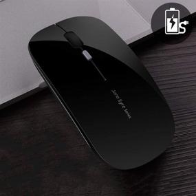 img 2 attached to Ultra Thin Rechargeable Wireless Mouse Q5 Slim, 2.4G Optical Silent Portable Wireless Computer Mouse with USB Receiver and Type C Adapter, Compatible with PC, Laptop, Notebook, Desktop - Black
