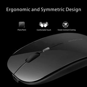 img 3 attached to Ultra Thin Rechargeable Wireless Mouse Q5 Slim, 2.4G Optical Silent Portable Wireless Computer Mouse with USB Receiver and Type C Adapter, Compatible with PC, Laptop, Notebook, Desktop - Black