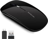 ultra thin rechargeable wireless mouse q5 slim, 2.4g optical silent portable wireless computer mouse with usb receiver and type c adapter, compatible with pc, laptop, notebook, desktop - black логотип