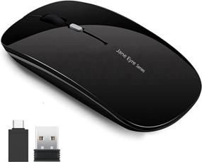 img 4 attached to Ultra Thin Rechargeable Wireless Mouse Q5 Slim, 2.4G Optical Silent Portable Wireless Computer Mouse with USB Receiver and Type C Adapter, Compatible with PC, Laptop, Notebook, Desktop - Black