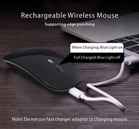 img 1 attached to Ultra Thin Rechargeable Wireless Mouse Q5 Slim, 2.4G Optical Silent Portable Wireless Computer Mouse with USB Receiver and Type C Adapter, Compatible with PC, Laptop, Notebook, Desktop - Black