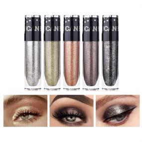 img 4 attached to ✨ UCANBE Sparkle Liquid Eyeshadow Makeup Set - 5 Colors, Long Lasting, Lightweight, Metallic, High Pigmented Glitter Eyeliner Shimmer Eye Shadow Stick Set #1