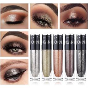 img 3 attached to ✨ UCANBE Sparkle Liquid Eyeshadow Makeup Set - 5 Colors, Long Lasting, Lightweight, Metallic, High Pigmented Glitter Eyeliner Shimmer Eye Shadow Stick Set #1