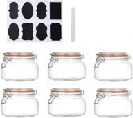 🏺 encheng 16 oz glass jars: airtight & leak proof storage containers with wide mouth & hinged lids - 6 pack for kitchen логотип