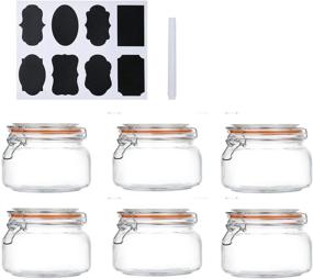 img 4 attached to 🏺 Encheng 16 oz Glass Jars: Airtight & Leak Proof Storage Containers with Wide Mouth & Hinged Lids - 6 Pack for Kitchen