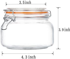 img 3 attached to 🏺 Encheng 16 oz Glass Jars: Airtight & Leak Proof Storage Containers with Wide Mouth & Hinged Lids - 6 Pack for Kitchen