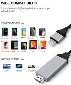 img 1 attached to 📱 Apple MFi Certified Lightning to HDMI Adapter Cable for iPhone/iPad/iPod - 6.6 Feet/2M, 1080P Digital AV Sync Screen Connector for HDTV, Monitor, Projector.