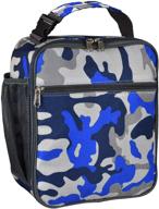 🥪 camo blue insulated lunch bag: leakproof portable lunch box with large capacity, ideal for office, school, camping, hiking, outdoor, beach, picnic - for women, men, boys, girls logo