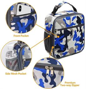 img 2 attached to 🥪 Camo Blue Insulated Lunch Bag: Leakproof Portable Lunch Box with Large Capacity, Ideal for Office, School, Camping, Hiking, Outdoor, Beach, Picnic - for Women, Men, Boys, Girls