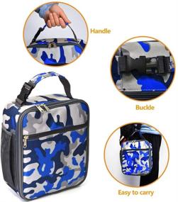 img 1 attached to 🥪 Camo Blue Insulated Lunch Bag: Leakproof Portable Lunch Box with Large Capacity, Ideal for Office, School, Camping, Hiking, Outdoor, Beach, Picnic - for Women, Men, Boys, Girls