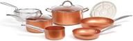 набор посуды copper chef cookware из 9 предметов: круглые сковородки из премиального алюминия и стали с керамическим антипригарным покрытием - включает крышки и аксессуары для жарки, запекания и многое другое! логотип