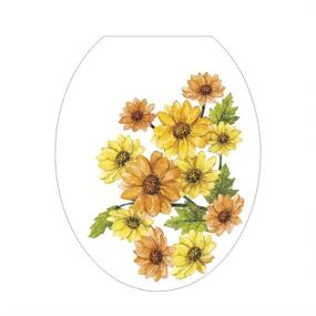 img 2 attached to 🌸 Woodland 2pcs Pink Blossom Peony Floral and Yellow Sunflower Toilet Seat Cover Decals - Removable Vinyl Stickers for Kids' Bathroom or Nursery Décor