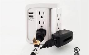 img 1 attached to Convenient Swivel Wall Adapter: ECOPlugs 6 Outlet with USB Ports & Swivel Wall Tap in White