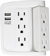 convenient swivel wall adapter: ecoplugs 6 outlet with usb ports & swivel wall tap in white logo