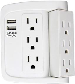 img 4 attached to Convenient Swivel Wall Adapter: ECOPlugs 6 Outlet with USB Ports & Swivel Wall Tap in White