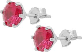 img 3 attached to 💎 Stunning 6.55mm Ruby Stud Earrings in 14K White Gold over 925 Sterling Silver with Push Back Clasps