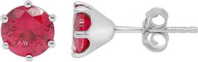 img 4 attached to 💎 Stunning 6.55mm Ruby Stud Earrings in 14K White Gold over 925 Sterling Silver with Push Back Clasps