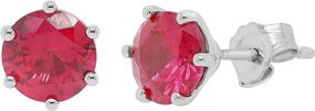 img 2 attached to 💎 Stunning 6.55mm Ruby Stud Earrings in 14K White Gold over 925 Sterling Silver with Push Back Clasps