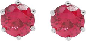 img 1 attached to 💎 Stunning 6.55mm Ruby Stud Earrings in 14K White Gold over 925 Sterling Silver with Push Back Clasps