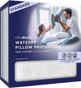 img 4 attached to UltraBlock Standard Size Waterproof Pillow Protector - Zippered Terry Cotton 💦 Pillow Cover - 2 Pack: Ultimate Protection and Comfort for Your Pillows