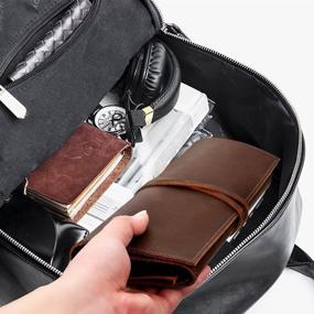 img 2 attached to 🔌 Genuine Leather Electronics Cable Organizer Roll Up Case Cord Bag Travel Pouch USB Cable SD Card Charger Earphone Passport Cash Coins Phone Flash Drive by BY BARNEY - Enhanced SEO
