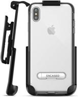 transparent clear case for iphone xs max with holster clip & metal kickstand - ultra slim fit cover with belt holder (reveal series) - clear back logo