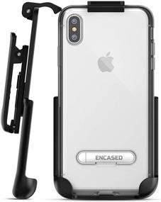 img 4 attached to Transparent Clear Case for iPhone Xs Max with Holster Clip & Metal Kickstand - Ultra Slim Fit Cover with Belt Holder (Reveal Series) - Clear Back