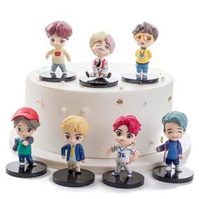 img 4 attached to 🎂 7-Piece BTS Cake Topper Figure Characters Set - Premium Action Figure Toys for BTS Party Supplies and Party Favors