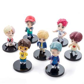 img 3 attached to 🎂 7-Piece BTS Cake Topper Figure Characters Set - Premium Action Figure Toys for BTS Party Supplies and Party Favors