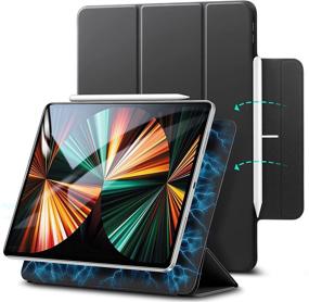 img 4 attached to 📱 ESR Magnetic Case Compatible with iPad Pro 12.9 Inch 2021/2020 (5th/4th Generation), Smart Case with Magnetic Attachment, Auto Sleep/Wake, Pencil 2 Support, Trifold Stand - Black