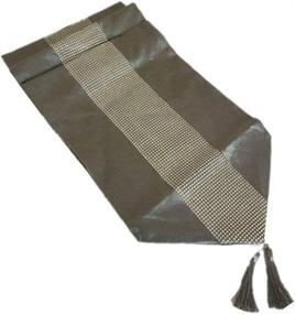 img 2 attached to 🏮 OZXCHIXU(TM Grey 13x72 Table Runner with Diamante Strip and Tassels