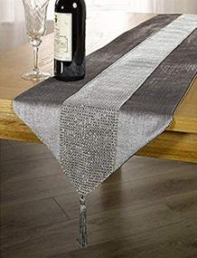 img 3 attached to 🏮 OZXCHIXU(TM Grey 13x72 Table Runner with Diamante Strip and Tassels