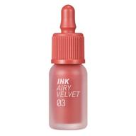 💄 peripera ink airy velvet lip tint – high-pigmentation, lightweight, soft, moisturizing – cartoon coral (#03) – 0.14 fl oz logo
