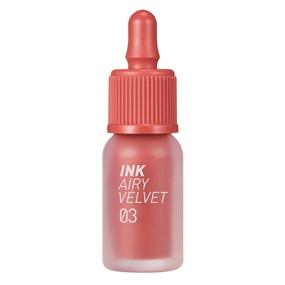 img 4 attached to 💄 Peripera Ink Airy Velvet Lip Tint – Высокая пигментация, легкая, мягкая, увлажняющая – Мультяшный Коралл (#03) – 0,14 ж. унции.