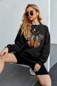 img 1 attached to Women's Vintage Graphic Fleece-Lined Sweatshirts - Oversized Loose Fit Crewneck Sweat Shirts