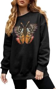 img 4 attached to Women's Vintage Graphic Fleece-Lined Sweatshirts - Oversized Loose Fit Crewneck Sweat Shirts