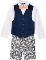 👔 izod boys' 4-piece vest set: dress shirt, bow tie, shorts, and vest logo