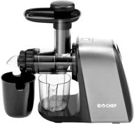 🥦 biochef axis compact masticating juicer - bpa free, quiet 150w motor / 80 rpm, 1.8" wide chute - wheatgrass juicer for greens, fruits, and vegetable juice extraction - easy to clean & affordable (silver) логотип