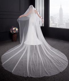img 3 attached to 👰 EllieHouse Women's Simple Wedding 2-Tier Bridal Veil With Metal Comb - L11