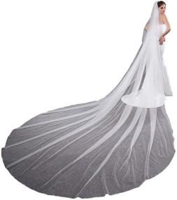 img 4 attached to 👰 EllieHouse Women's Simple Wedding 2-Tier Bridal Veil With Metal Comb - L11
