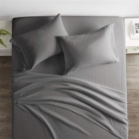 img 2 attached to Sleep Restoration Luxury Bed Sheets: All-Natural Aloe Vera Treated, Eco-Friendly 4-Piece Set - King, Gray