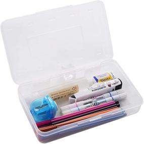 img 2 attached to 📦 Clear Multi-Purpose Pencil Box - Durable Plastic Storage Organizer for Office Supplies - Large Capacity - 3 Pack