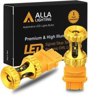 🚦 alla lighting 3156 3157 led bulbs 3000lm - ultra bright amber yellow turn signal lights for cars trucks t25 3057 3457 4157 4057 logo