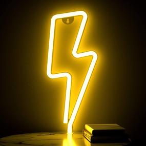 img 4 attached to 🌟 XIYUNTE LED Neon Lightning Bolt Sign for Wall Decor - Battery or USB Powered White Neon Light Signs for Bedroom, Kids Room, Living Room, Bar, Party, Christmas, Wedding