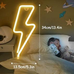 img 2 attached to 🌟 XIYUNTE LED Neon Lightning Bolt Sign for Wall Decor - Battery or USB Powered White Neon Light Signs for Bedroom, Kids Room, Living Room, Bar, Party, Christmas, Wedding