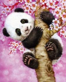 img 4 attached to 5D Gem Art Painting Rhinestone Kit - AIRDEA DIY Panda Diamond Painting Flowers | Full Drill Round Diamond Painting Kits for Adults Kids | Ideal for Beginners | Stunning Home Wall Decor | 30x40 cm