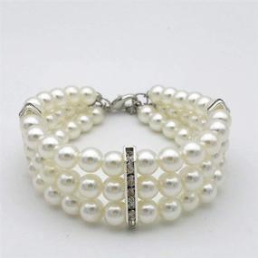 img 2 attached to 🐶 PetFavorites 3 Row White Pearls Diamond Dog Necklace: Stylish Rhinestone Jewelry for Small Dogs & Cats