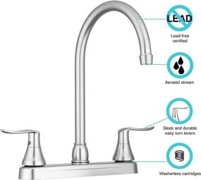 img 3 attached to 🚰 Dura Faucet DF-PK330HLH-SN RV Elegant J-Spout Swivel Kitchen Sink Faucet - Dual Handle (Brushed Satin Nickel)